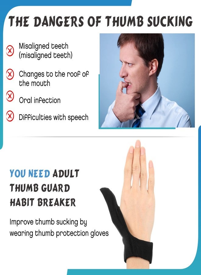 Otuuz Adult Thumb Guard Habit Thumb Sucking Thumb Cover Thumb Glove to Help Stop Skin Picking Thumb Sucking and Hair Pulling(Black) - Image 3
